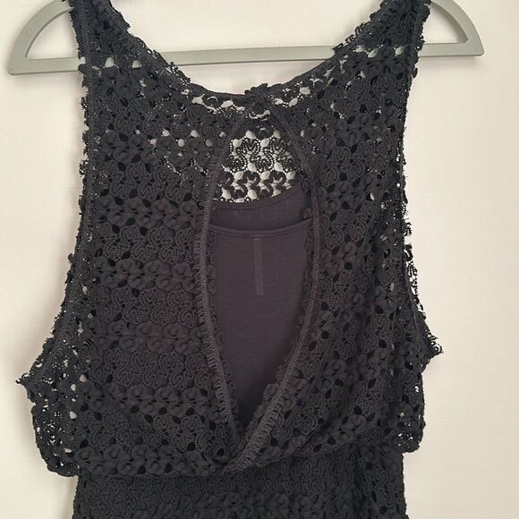 Free People Crochet Boho Dress Liner Black Festival Size Small - Picture 5 of 10